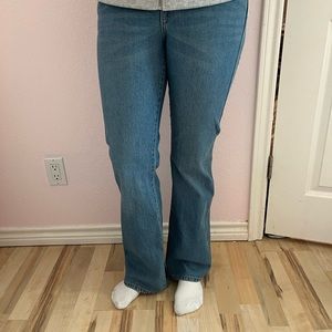 cute flare blue jeans
